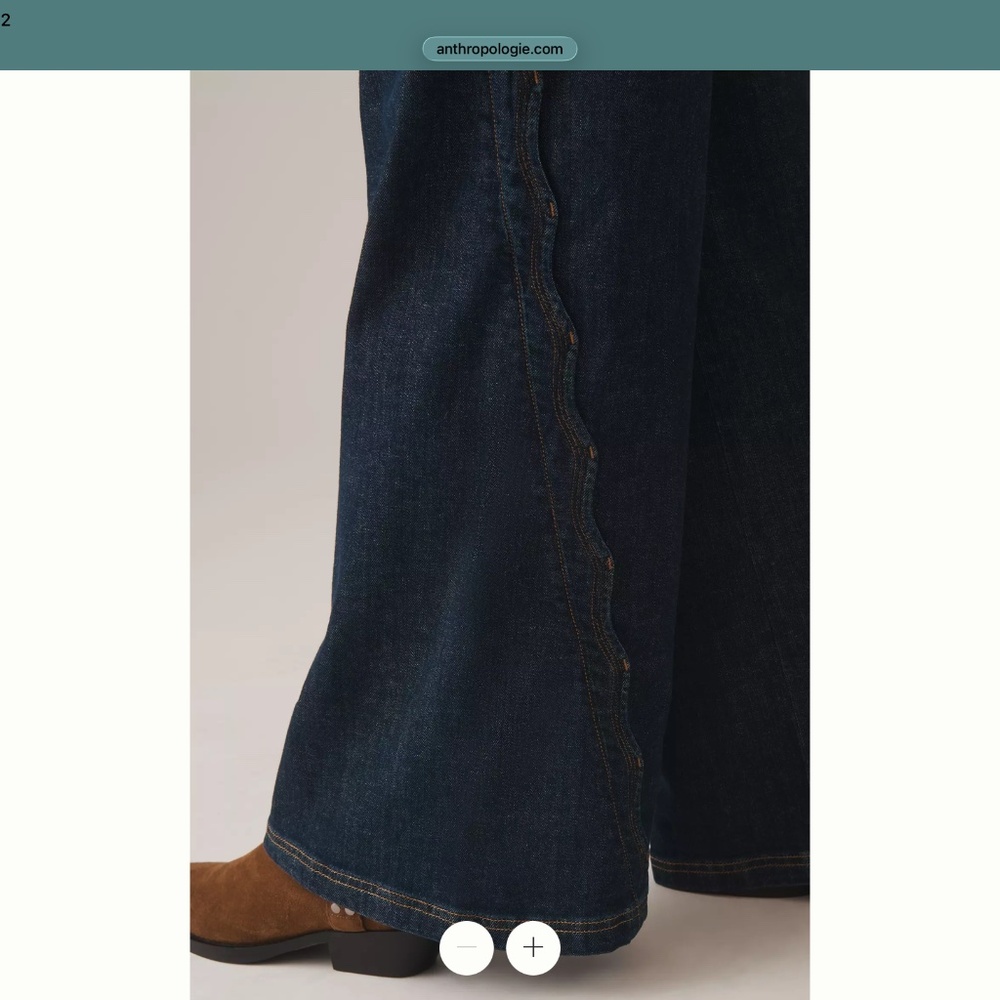 Maeve Scallop-Edge High-Rise Wide-Leg Jeans Maeve size 26p - Picture 3 of 9